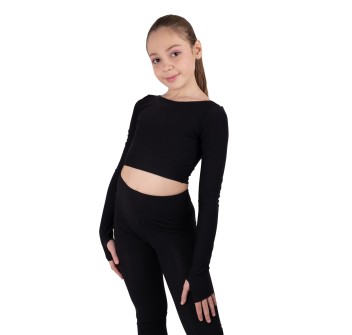 Black thermal crop top