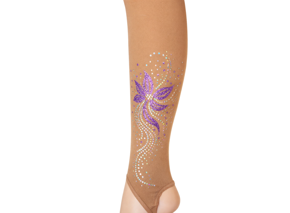 Calcetín con estribo de flores moradas