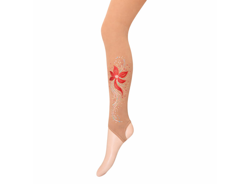 Meia de estribo com flor vermelha